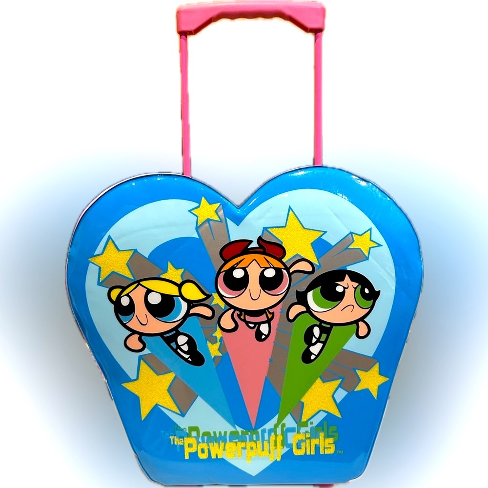 VTG THE POWERPUFF GIRLS ROLLING SUITCASE CARTOON NETWORK LUGGAGE BLOSSOM BUBBLES